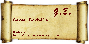 Gerey Borbála névjegykártya